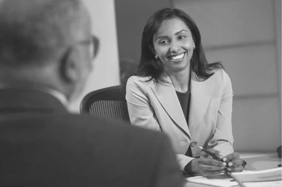 A manager conducts an exit interview.